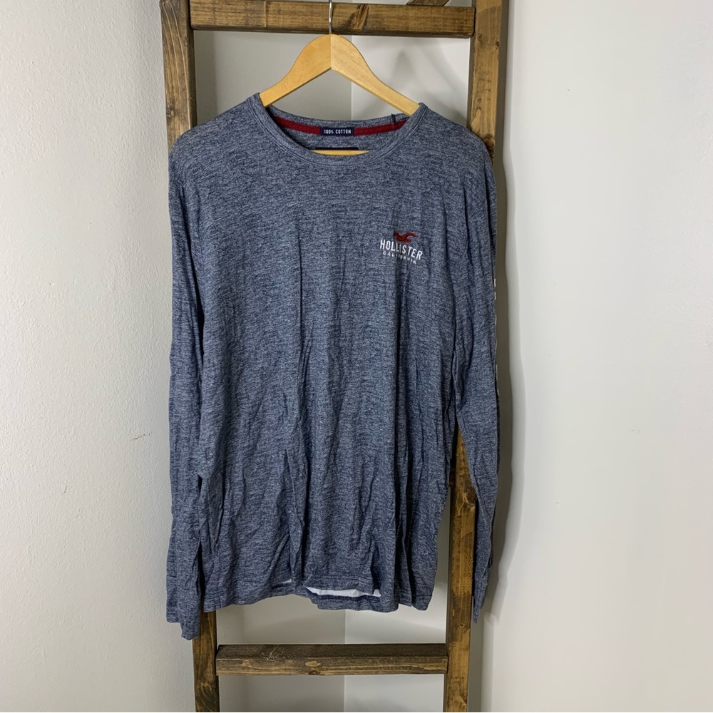 Hollister Men's Heathered Blue Long Sleeve Tee Size XL